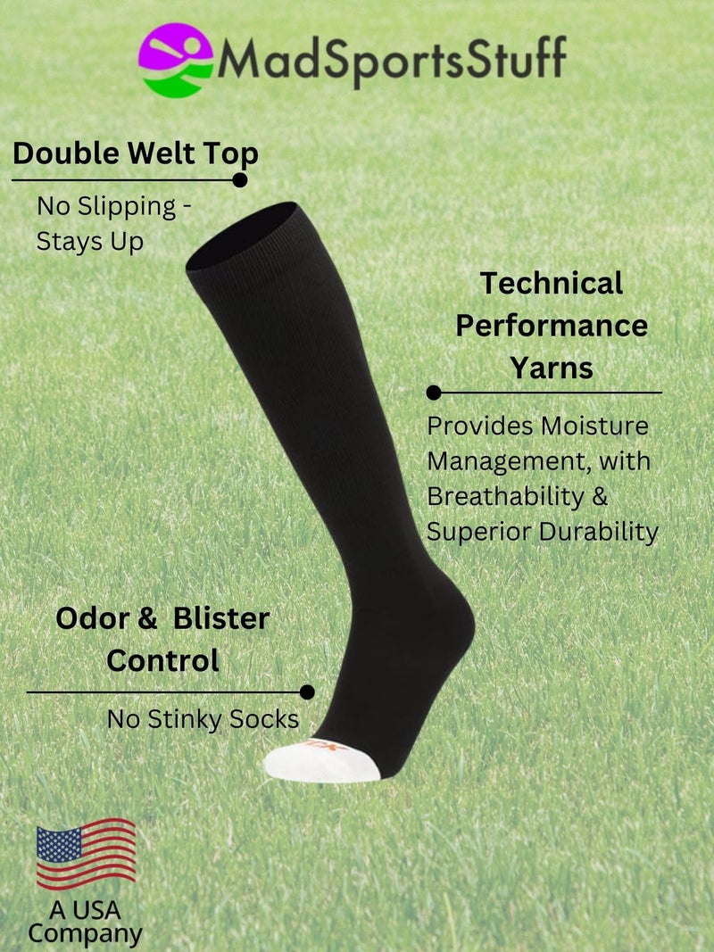 MadSportsStuff Pro Line Over the Calf Baseball Socks (Black, X-Large) - Image 3